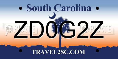 ZD0G2Z South Carolina License Plate