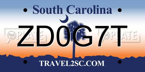 ZD0G7T South Carolina License Plate