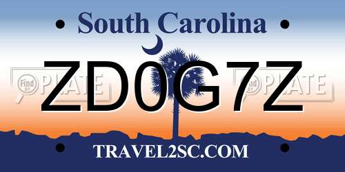ZD0G7Z South Carolina License Plate