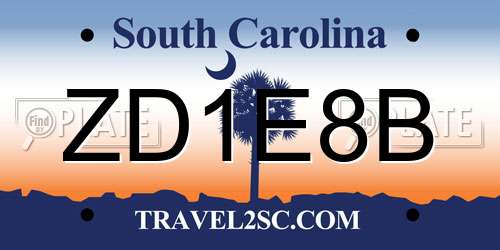 ZD1E8B South Carolina License Plate