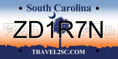ZD1R7N South Carolina License Plate