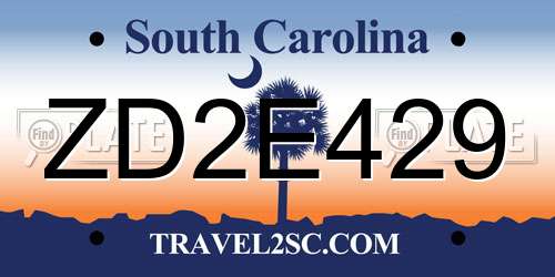 ZD2E429 South Carolina License Plate