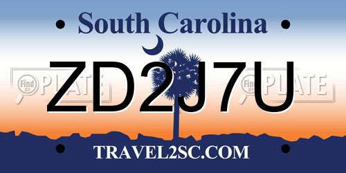 ZD2J7U South Carolina License Plate