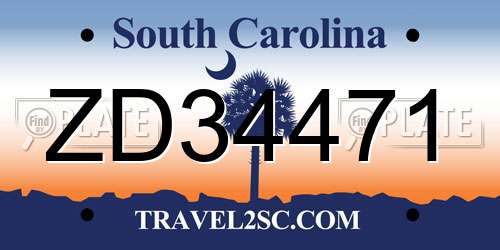 ZD34471 South Carolina License Plate