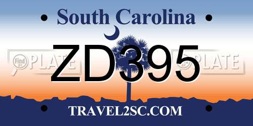 ZD395 South Carolina License Plate