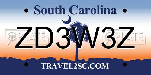 ZD3W3Z South Carolina License Plate
