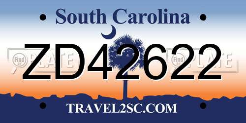 ZD42622 South Carolina License Plate