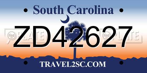 ZD42627 South Carolina License Plate