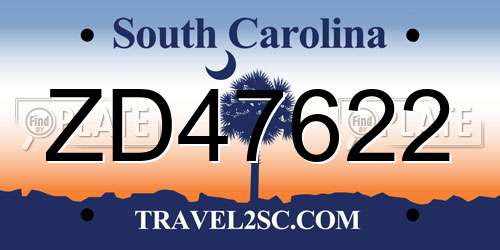ZD47622 South Carolina License Plate