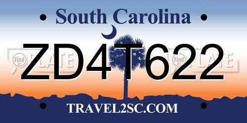 ZD4T622 South Carolina License Plate