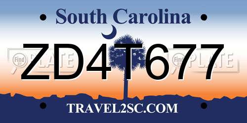 ZD4T677 South Carolina License Plate