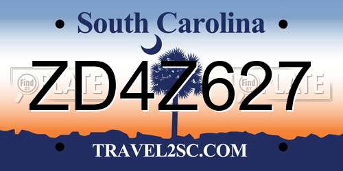 ZD4Z627 South Carolina License Plate