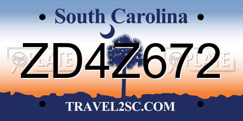 ZD4Z672 South Carolina License Plate