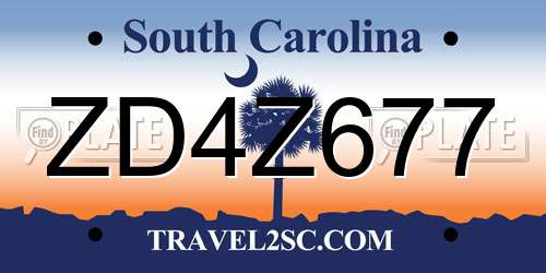 ZD4Z677 South Carolina License Plate