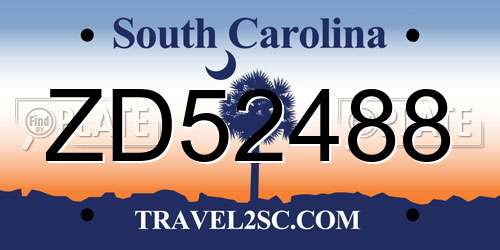 ZD52488 South Carolina License Plate