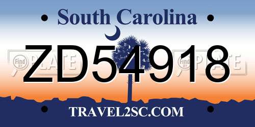 ZD54918 South Carolina License Plate