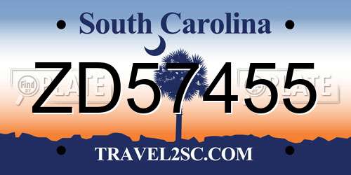 ZD57455 South Carolina License Plate