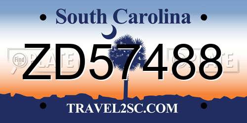 ZD57488 South Carolina License Plate
