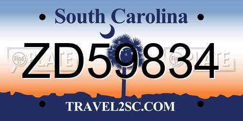 ZD59834 South Carolina License Plate