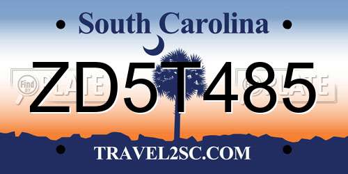 ZD5T485 South Carolina License Plate