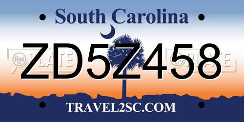 ZD5Z458 South Carolina License Plate