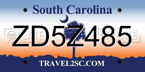 ZD5Z485 South Carolina License Plate