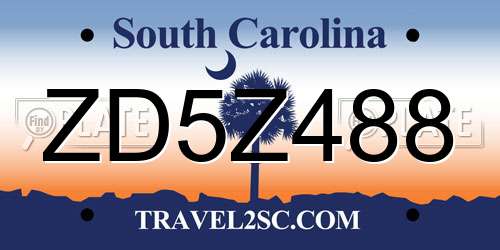 ZD5Z488 South Carolina License Plate