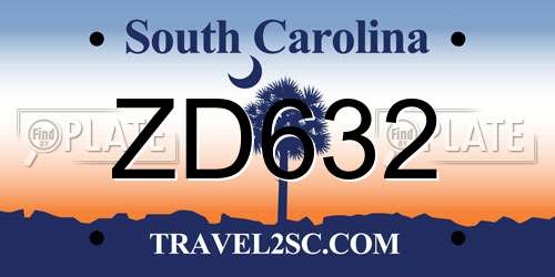ZD632 South Carolina License Plate
