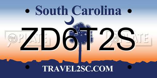 ZD6T2S South Carolina License Plate