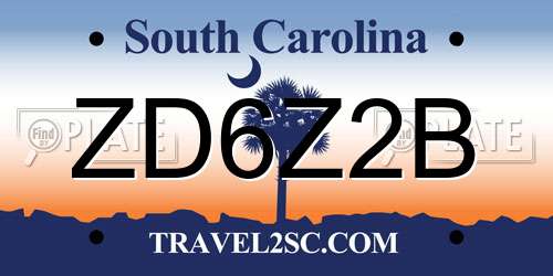ZD6Z2B South Carolina License Plate