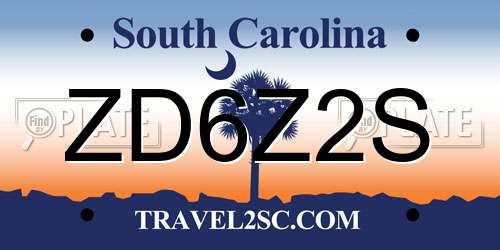 ZD6Z2S South Carolina License Plate