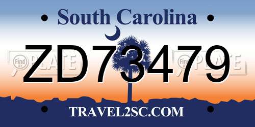 ZD73479 South Carolina License Plate