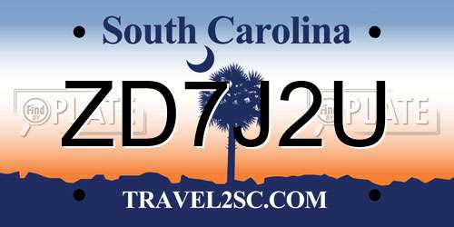 ZD7J2U South Carolina License Plate