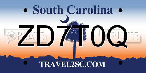 ZD7T0Q South Carolina License Plate