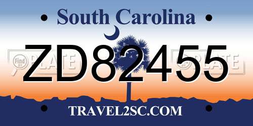 ZD82455 South Carolina License Plate