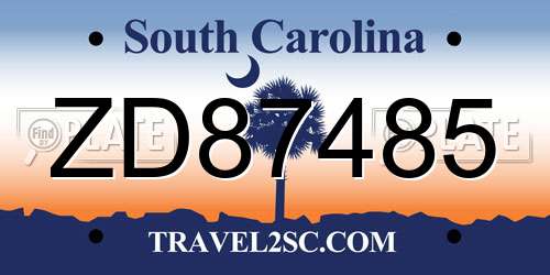 ZD87485 South Carolina License Plate