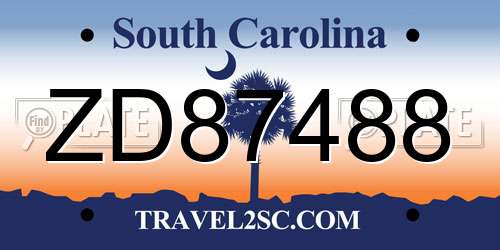 ZD87488 South Carolina License Plate