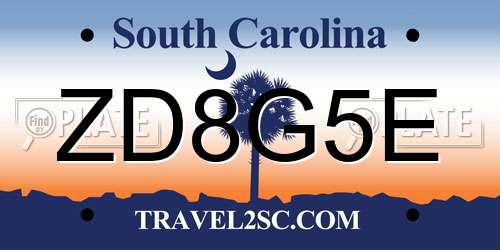 ZD8G5E South Carolina License Plate