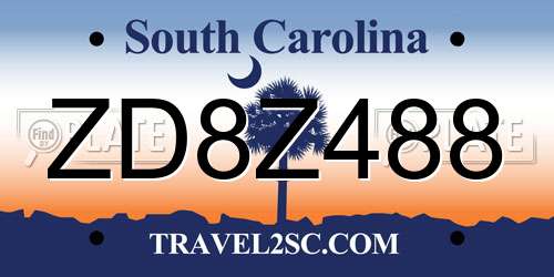 ZD8Z488 South Carolina License Plate