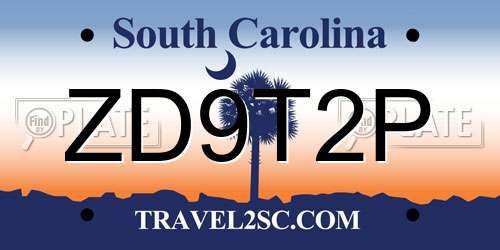 ZD9T2P South Carolina License Plate