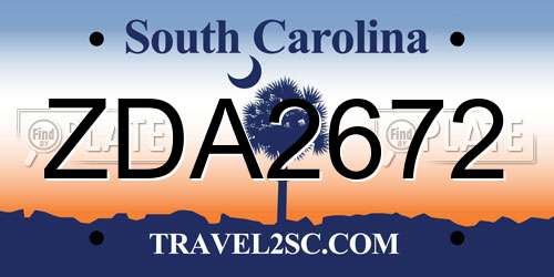 ZDA2672 South Carolina License Plate