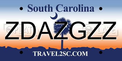 ZDAZGZZ South Carolina License Plate