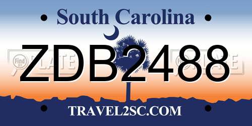ZDB2488 South Carolina License Plate