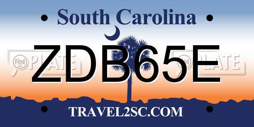 ZDB65E South Carolina License Plate