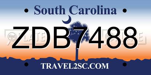ZDB7488 South Carolina License Plate