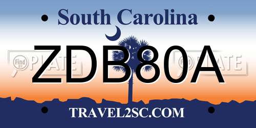 ZDB80A South Carolina License Plate