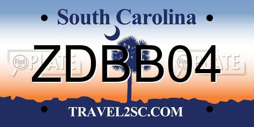 ZDBB04 South Carolina License Plate