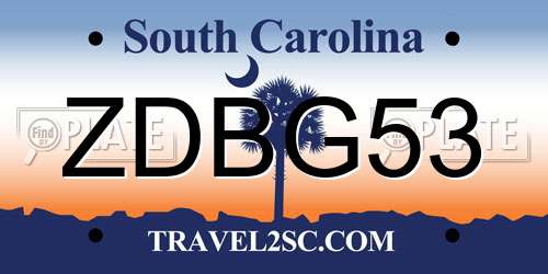 ZDBG53 South Carolina License Plate