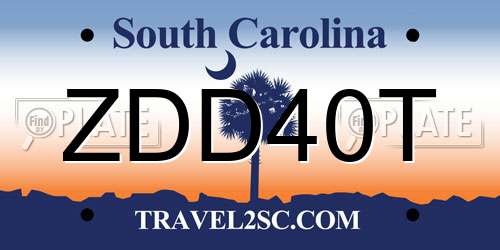 ZDD40T South Carolina License Plate