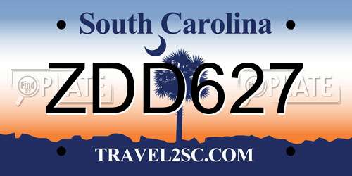 ZDD627 South Carolina License Plate